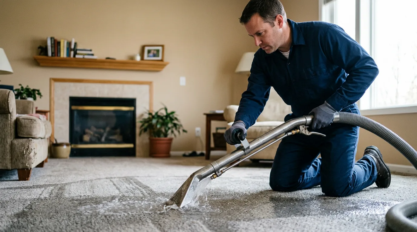 Water damage restoration technician working near Sloan, IA